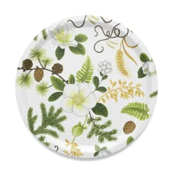 Barr & Blom offwhite-grön rund bricka Ø31cm