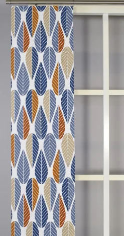 Blader blå panelgardiner