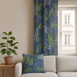 Blå blom blå gardiner