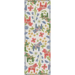 Blomsterhäst löpare 35X100 – Ekologisk bomull med dalahästmotiv