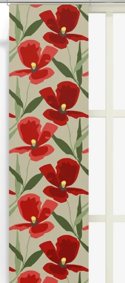 Blomsterskrud culla röd panelgardiner