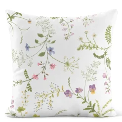 Blomsteryra vit kuddfodral