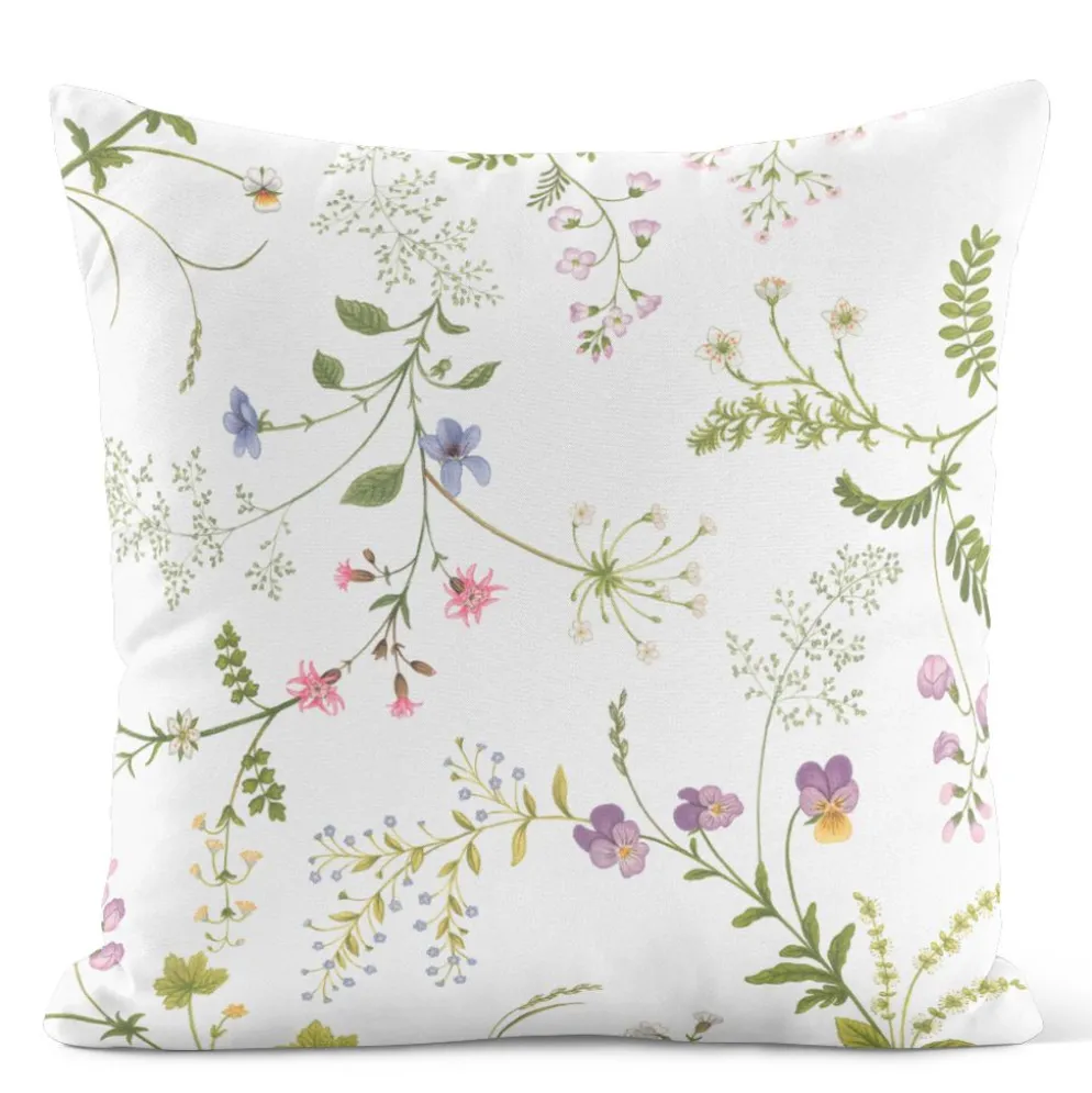 Blomsteryra vit kuddfodral