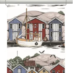Bryggviken panelgardiner med Smögens sjöbodar