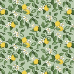 Citronlycka grön tyg med citroner