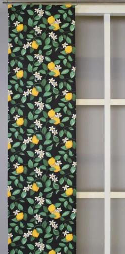 Citronlycka svart panelgardiner med citroner