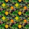 Citrus svart tyg – Elegans med färgstarka citrusdetaljer