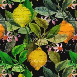 Citrus svart tyg – Elegans med färgstarka citrusdetaljer