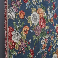 Dolores blå blommigt möbeltyg