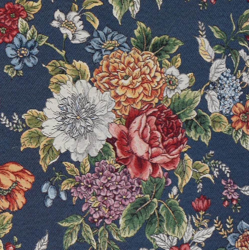 Dolores blå blommigt möbeltyg