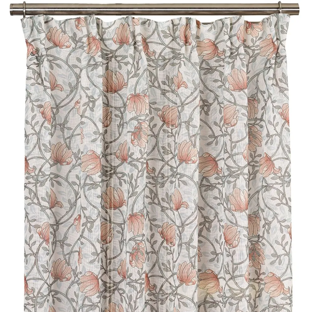 Emma grön skira gardiner med blomstermönster 140x250cm