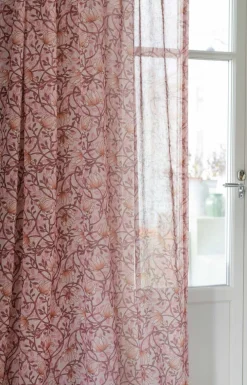 Emma rosa skira gardiner med blomstermönster 140x250cm