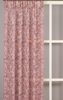 Emma rosa skira gardiner med blomstermönster 140x250cm
