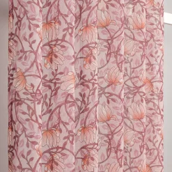 Emma rosa skira gardiner med blomstermönster 140x250cm