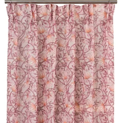 Emma rosa skira gardiner med blomstermönster 140x250cm