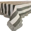 Filippa grön bordsduk 140x250 cm – Randig duk med volang