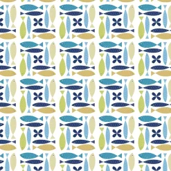 Fina fisken turkos tyg – lekfullt designat med retro känsla