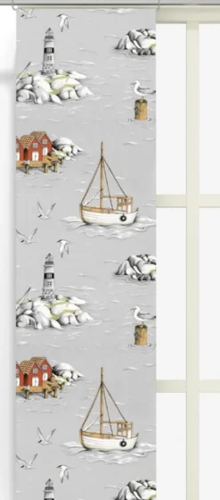 Fiskeskär grå panelgardiner