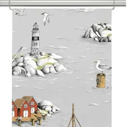 Fiskeskär grå panelgardiner