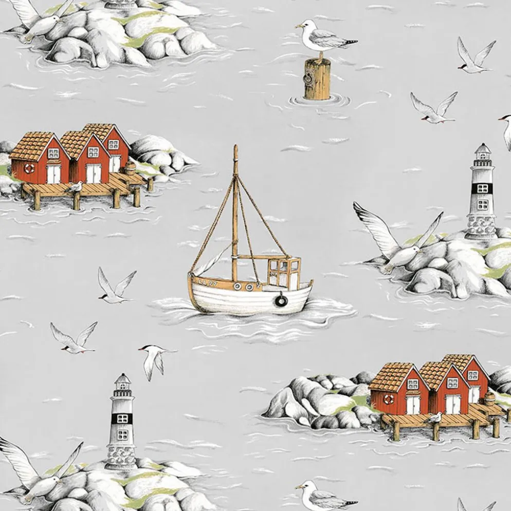 Fiskeskär grå tyg