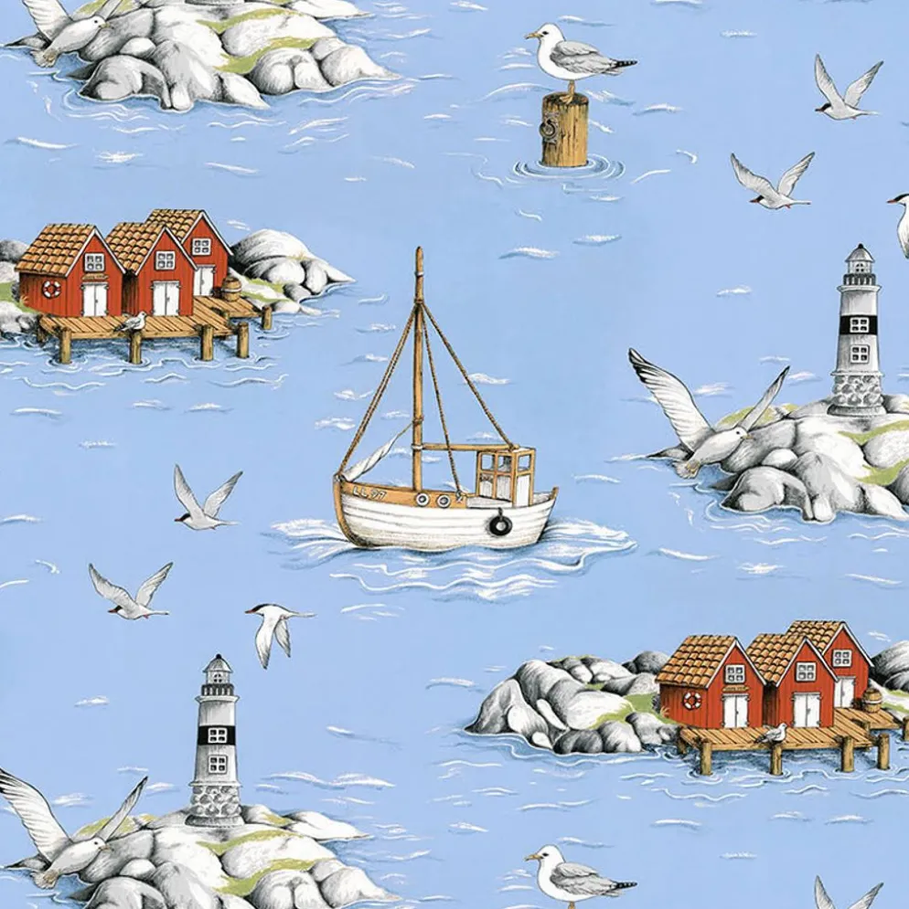 Fiskeskär ljusblå tyg