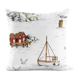 Fiskeskär vit kuddfodral
