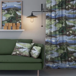 Fjällvandring grön-blå tyg