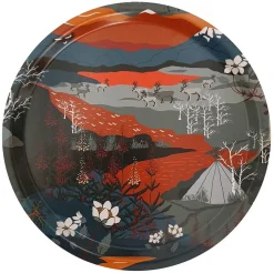 Fjällvandring orange rund bricka