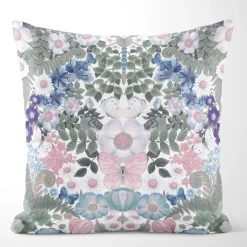 Fjärilsblom kuddfodral turkos-rosa - fjärilar och blommor