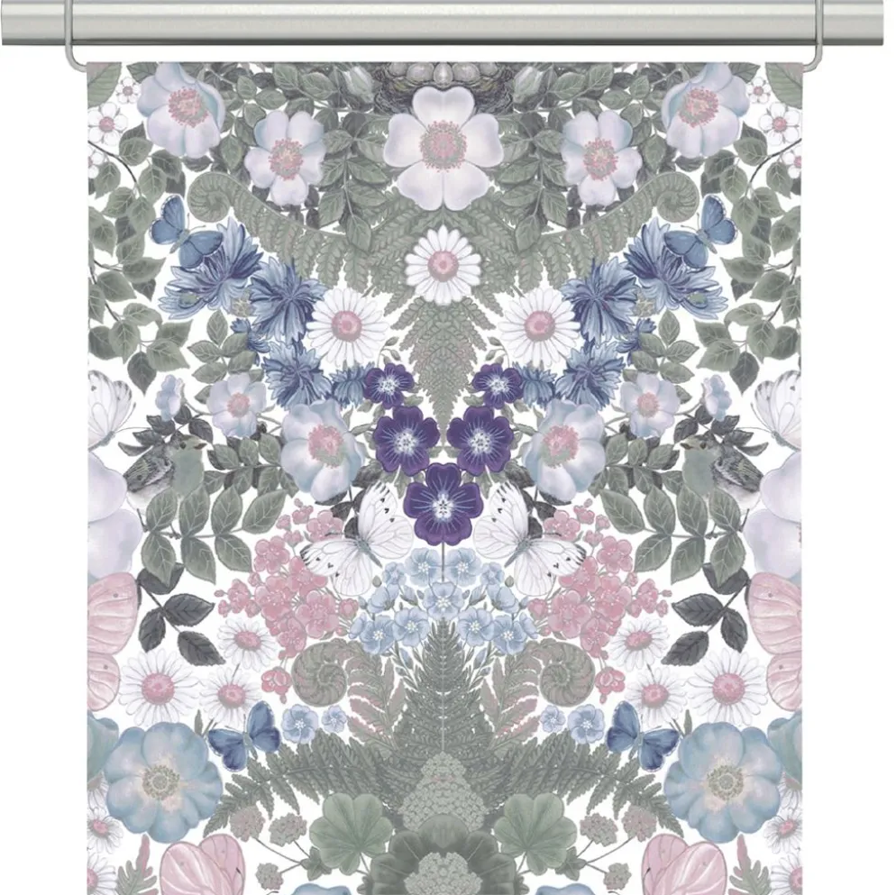 Fjärilsblom turkos-rosa panelgardiner