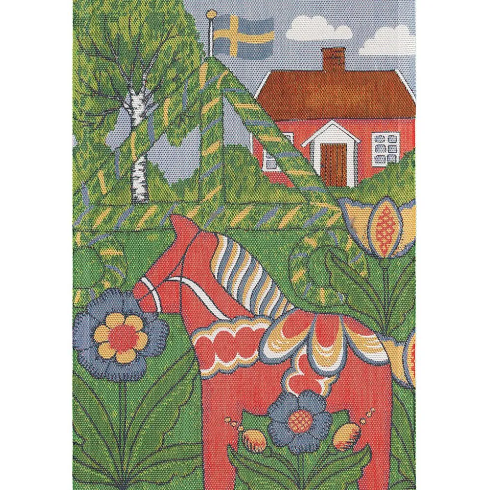 Folkfest kökshandduk 35X50 – Ekologisk bomull med midsommarmotiv