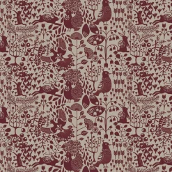 Fýri beige-röd linnelook tyg