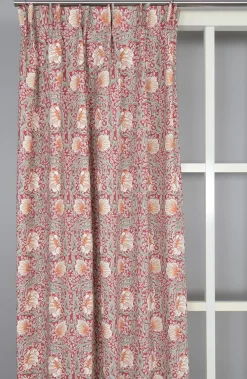 Grace röd gardiner - Klassisk blommig Arts and Crafts design