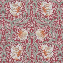 Grace röd tyg - Klassisk blommig Arts and Crafts design