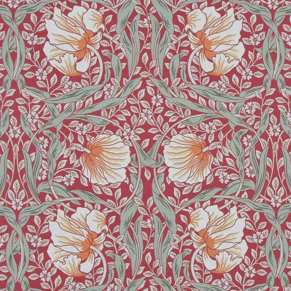 Grace röd tyg - Klassisk blommig Arts and Crafts design