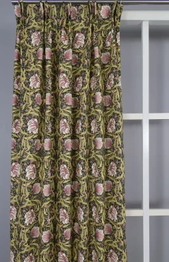 Grace rosa-grön gardiner - Klassisk blommig Arts and Crafts design
