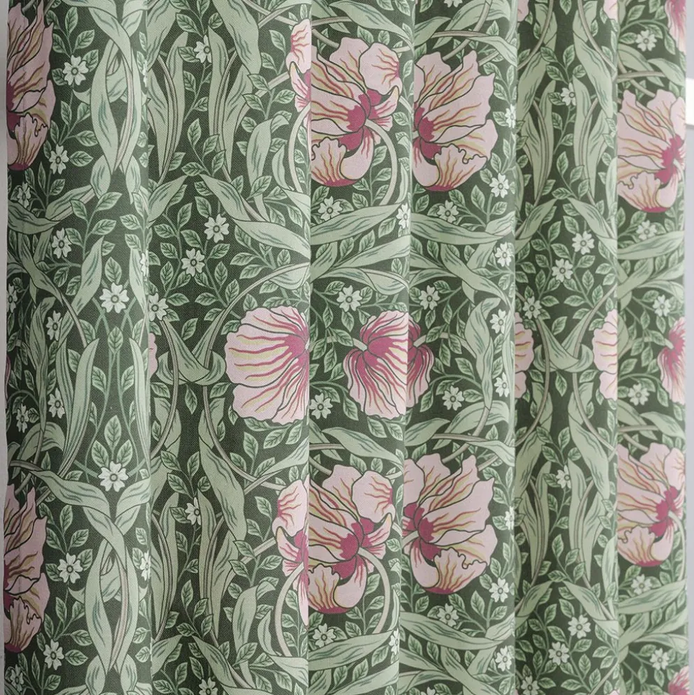 Grace rosa/ljusgrön gardiner - Klassisk blommig Arts and Crafts design