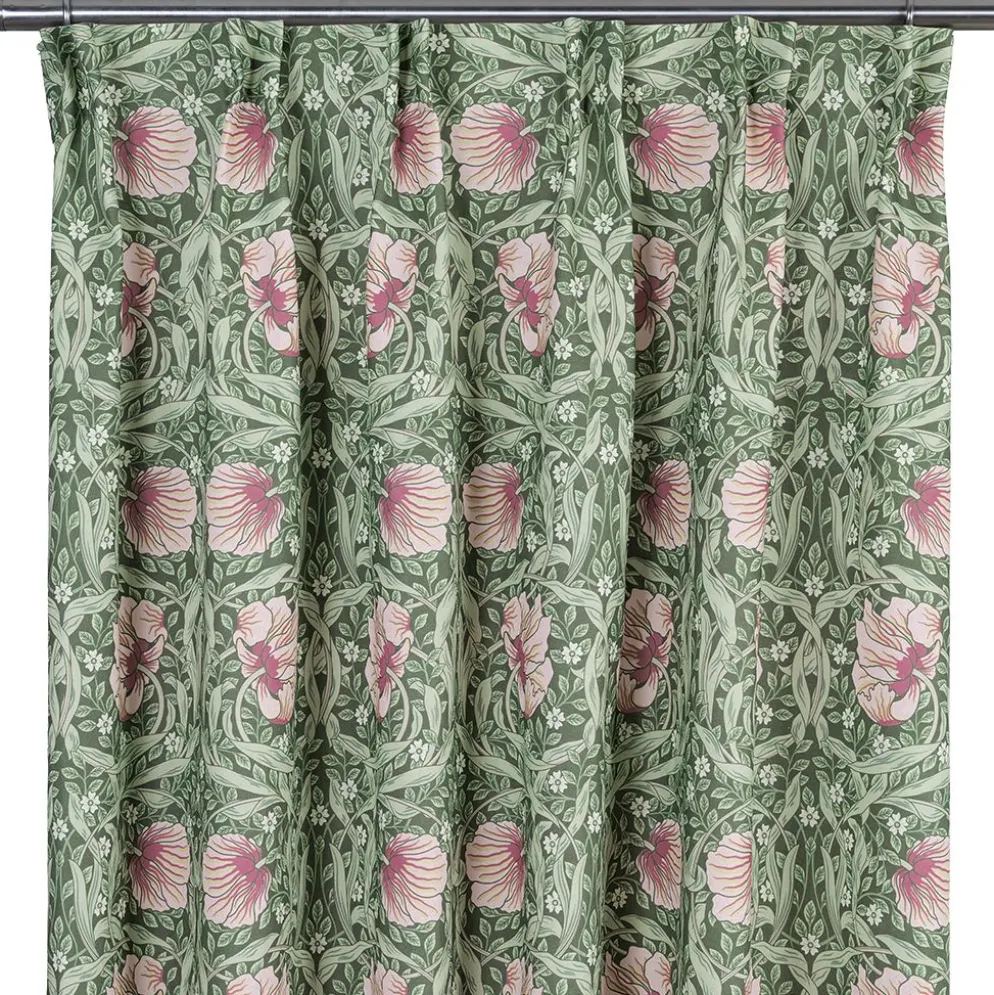 Grace rosa/ljusgrön gardiner - Klassisk blommig Arts and Crafts design