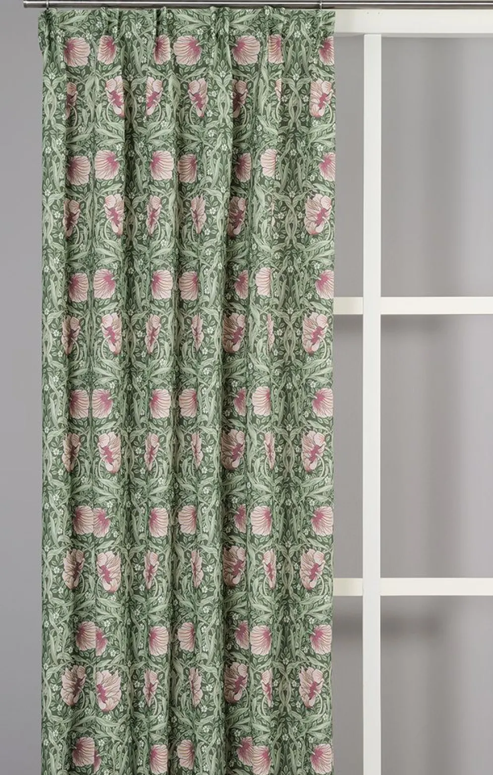 Grace rosa/ljusgrön gardiner - Klassisk blommig Arts and Crafts design