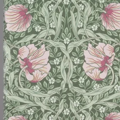 Grace rosa/ljusgrön tyg - Klassisk blommig Arts and Crafts design
