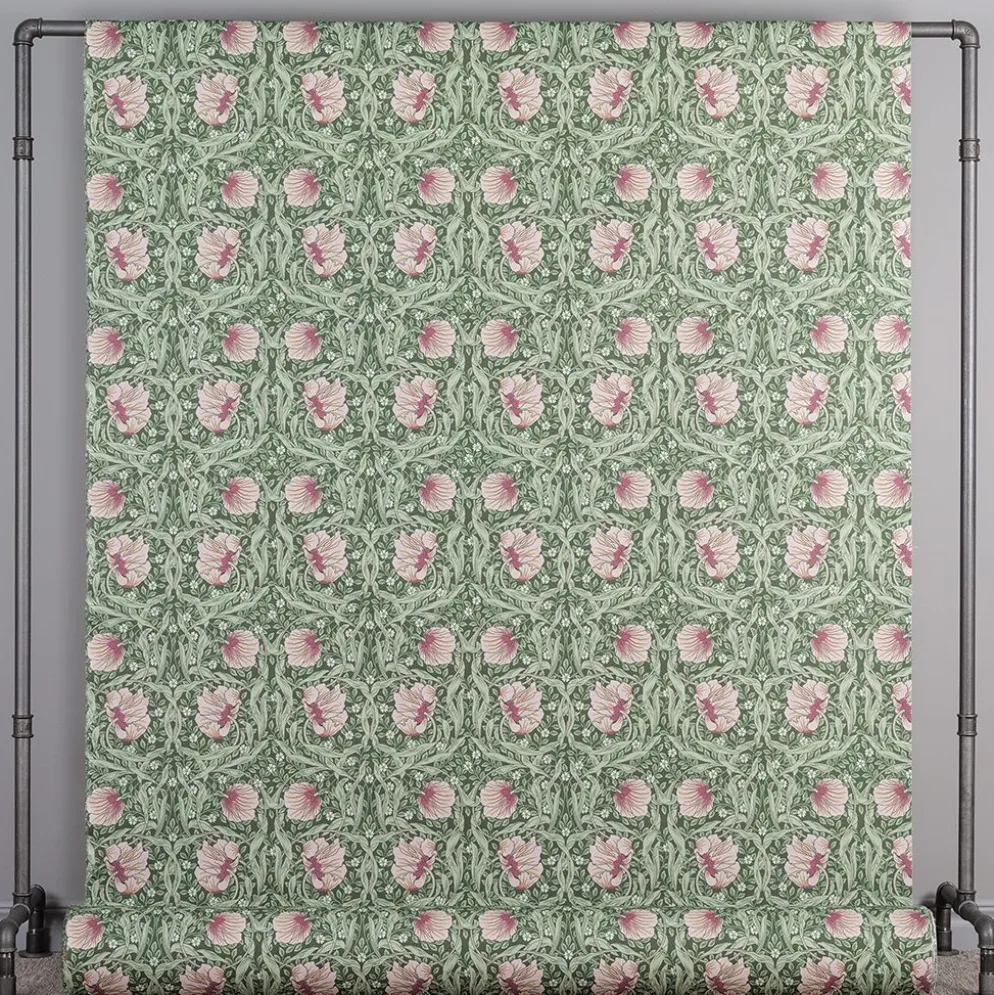 Grace rosa/ljusgrön tyg - Klassisk blommig Arts and Crafts design