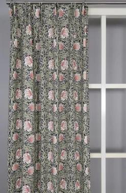 Grace svart gardiner - Klassisk blommig Arts and Crafts design