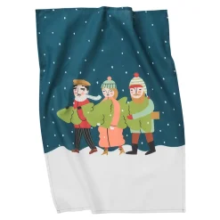 Granen kökshandduk – rödgrön jultextil i lin & bomull