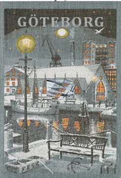 Göteborg natt kökshandduk 35X50 - Ekelunds Linneväveri