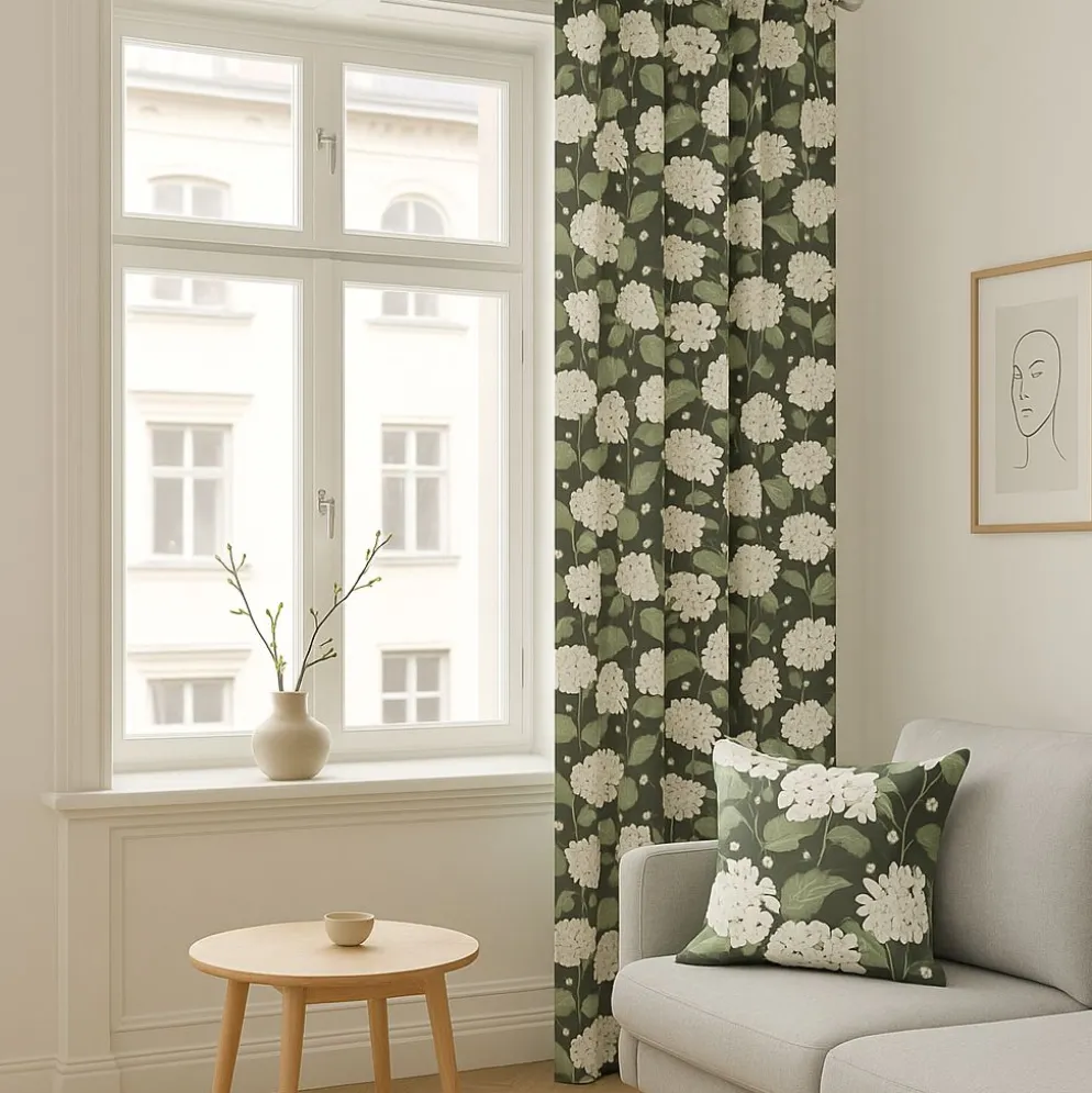 Hortensia grön gardiner