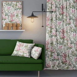 Humlegården rosa-grön gardiner