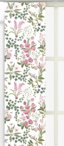 Humlegården rosa-grön panelgardiner