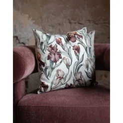 Iris offwhite kuddfodral 48x48cm vackra irisblommor i milda färger
