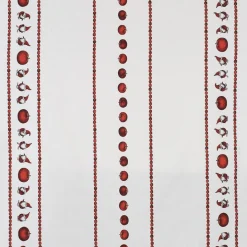 Juläpple vit bård tyg