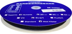 Kardborreband mjuk klister svart 20mm - 25m rulle